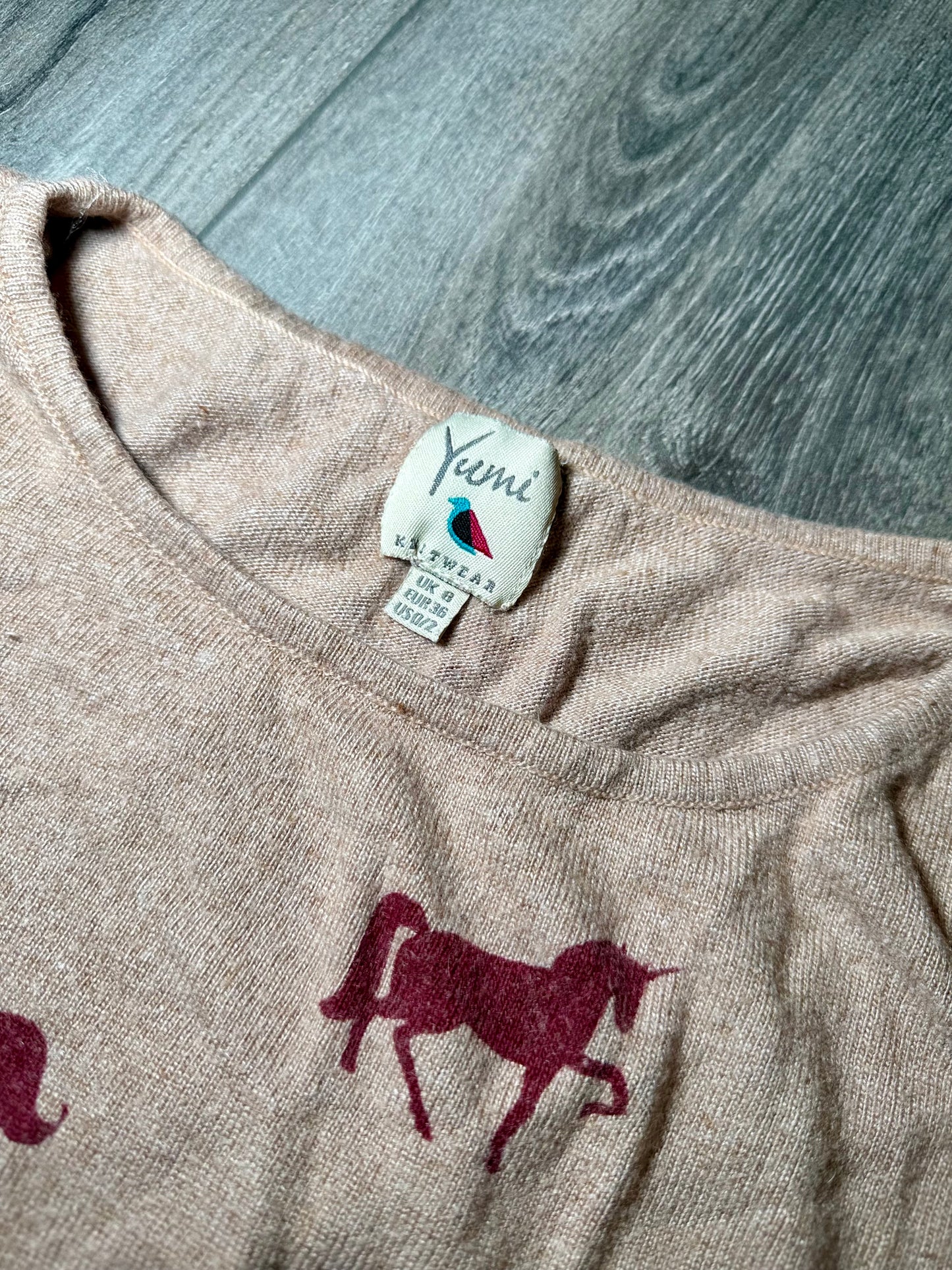 Luxury Knitwear Long Sweater - Unicorn Print (UK 8)