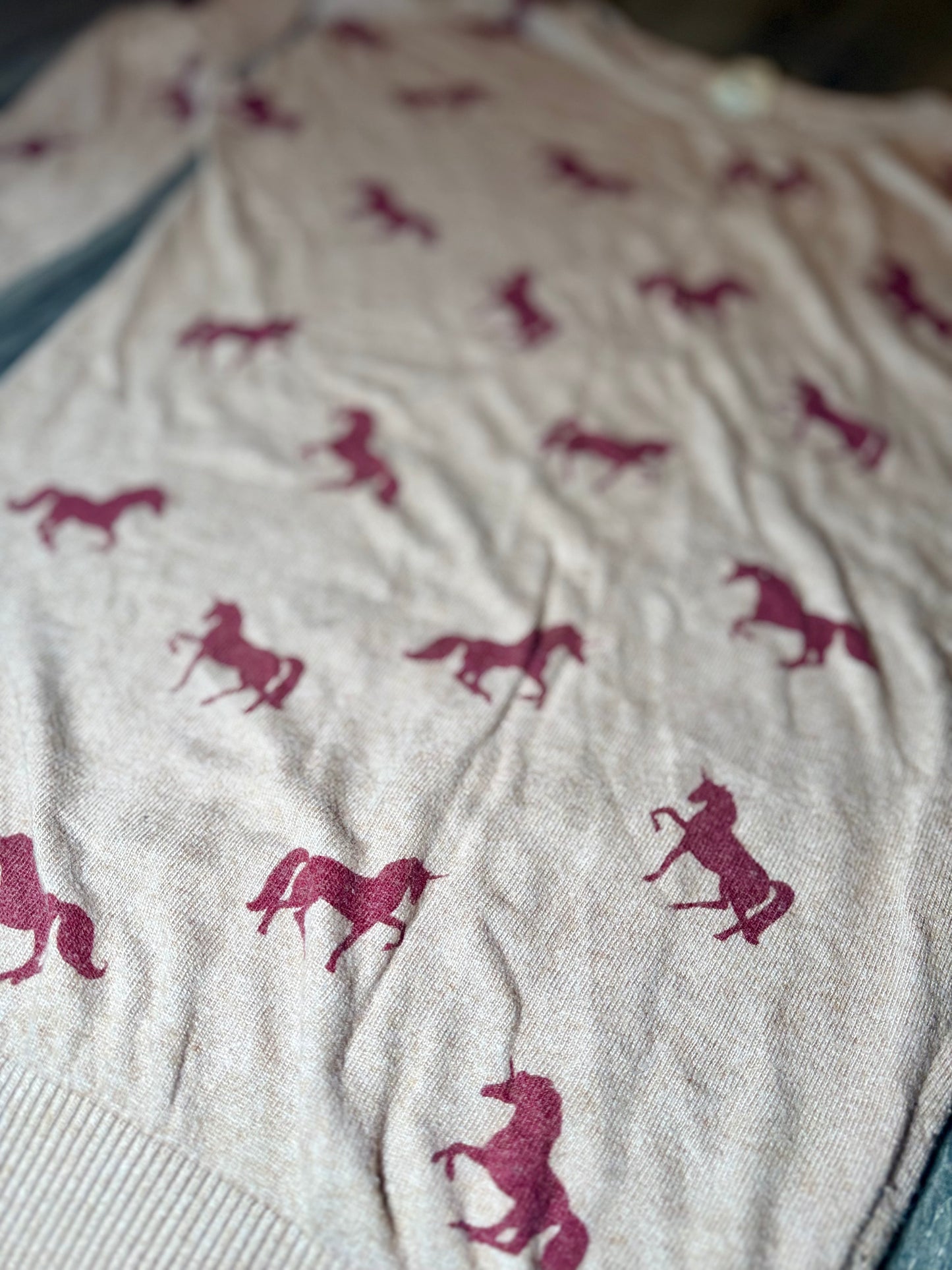 Luxury Knitwear Long Sweater - Unicorn Print (UK 8)