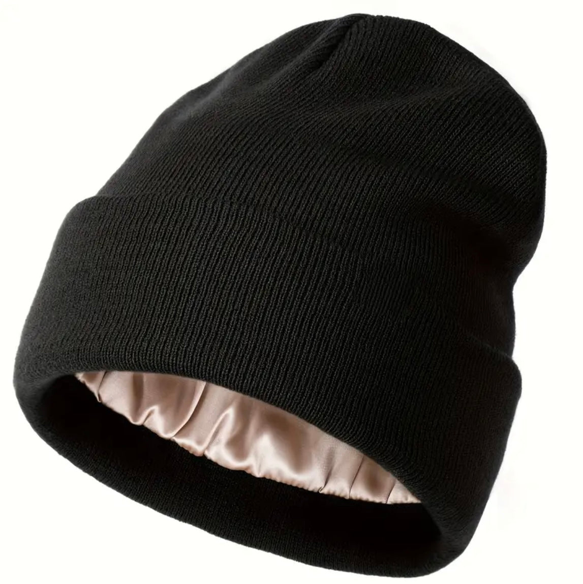 Satin Lined Beanie Hat (BLACK)